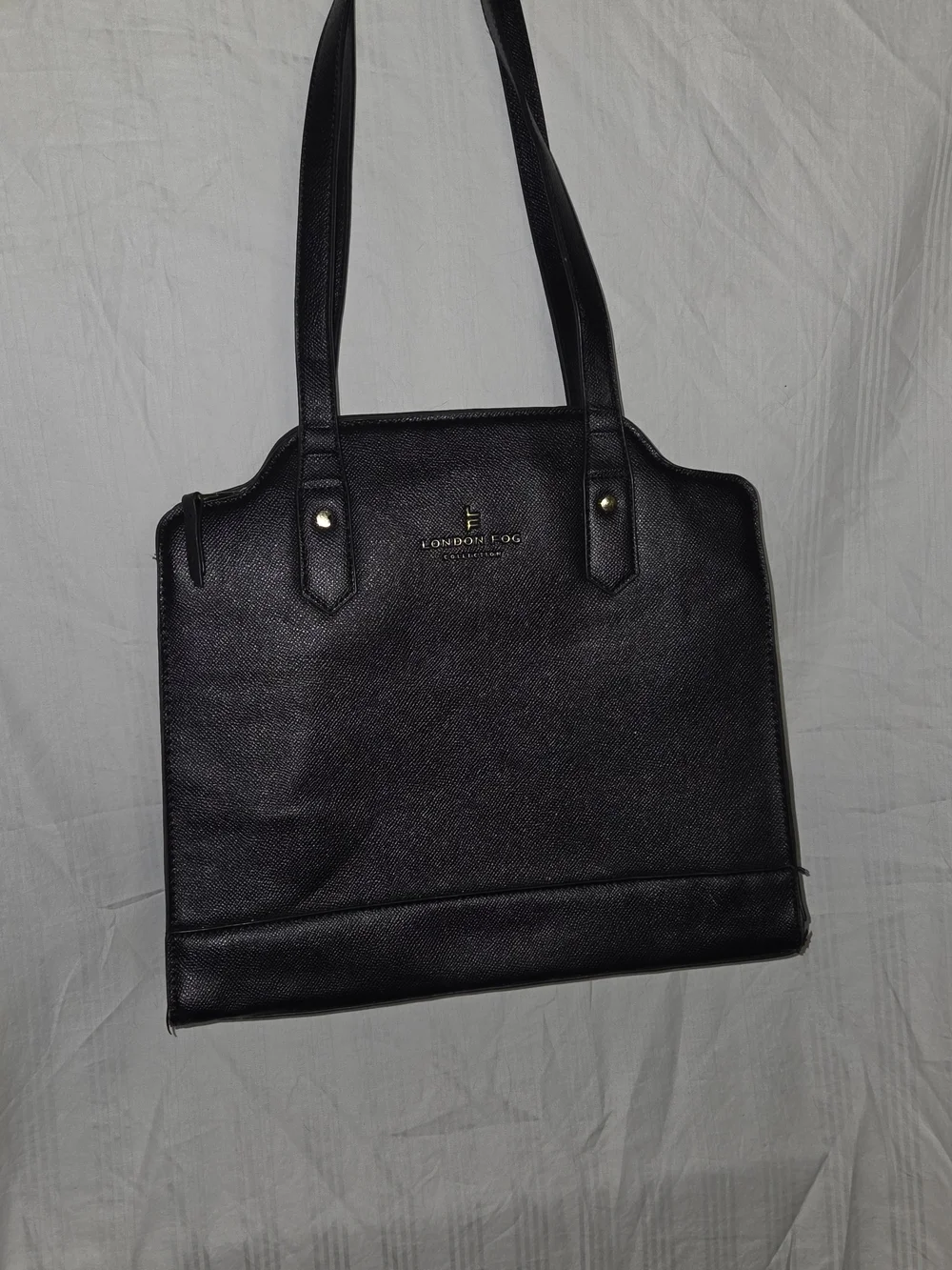 London Fog Black Structured Tote Bag